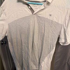 Calvin Klein Men's Gray and White Dress Shirt